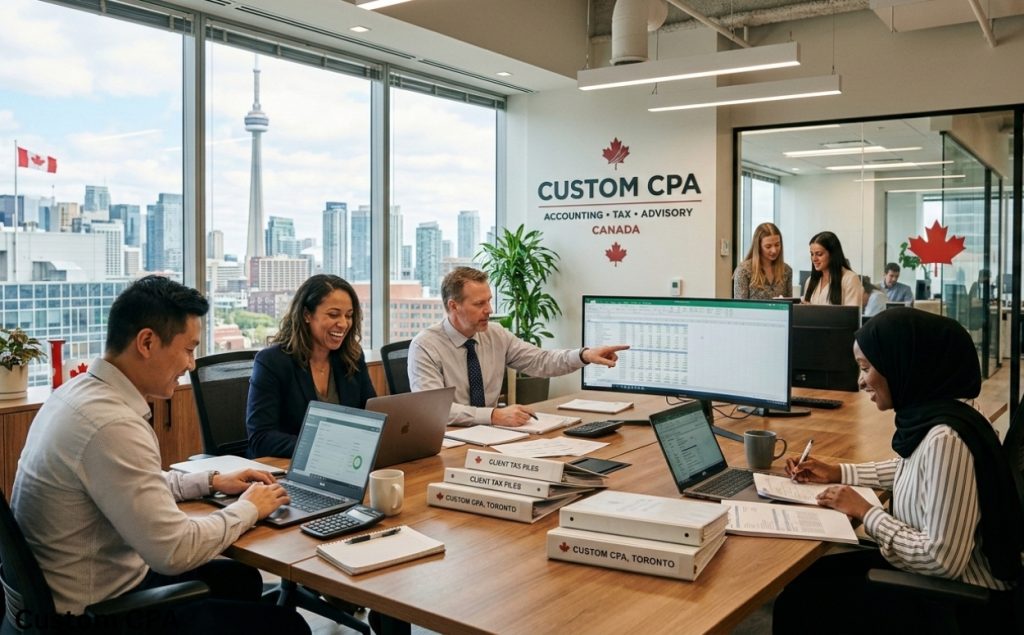 Custom CPA, Accounting team working in the office, Canada