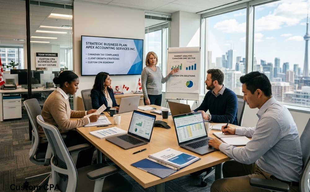 custom cpa, business plan team working in the office in Canada