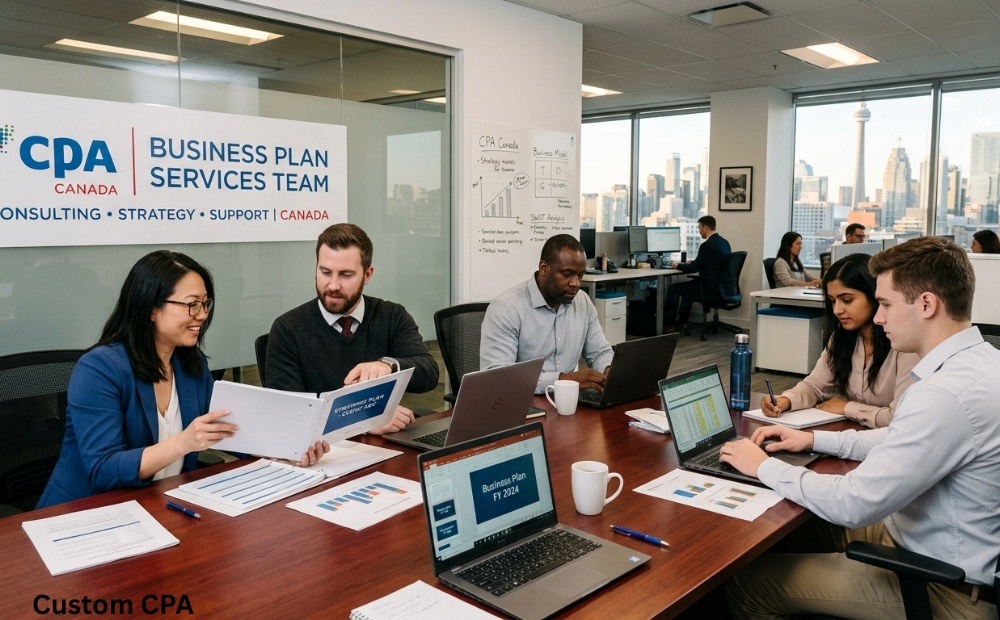 Custom CPA Canada, business plan services team working in the office in Canada