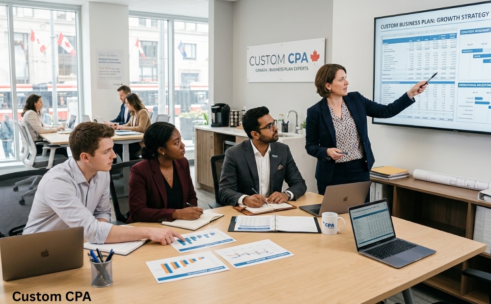 Custom CPA Canada, business plan expert team working in the office in Canada