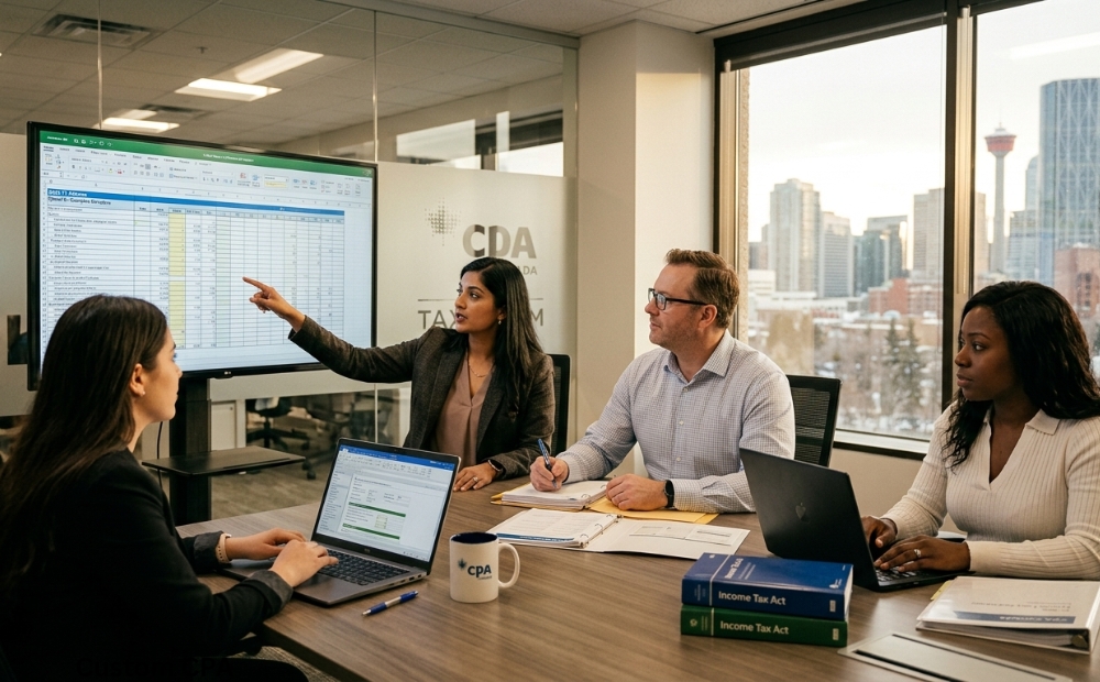 Custom CPA Canada, tax team working in the office in Canada