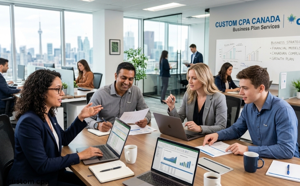 Custom CPA Canada, business plan Services team working in the office, Canada