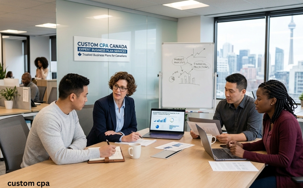 Custom CPA Canada, expert business plan Services team working in the office, Canada
