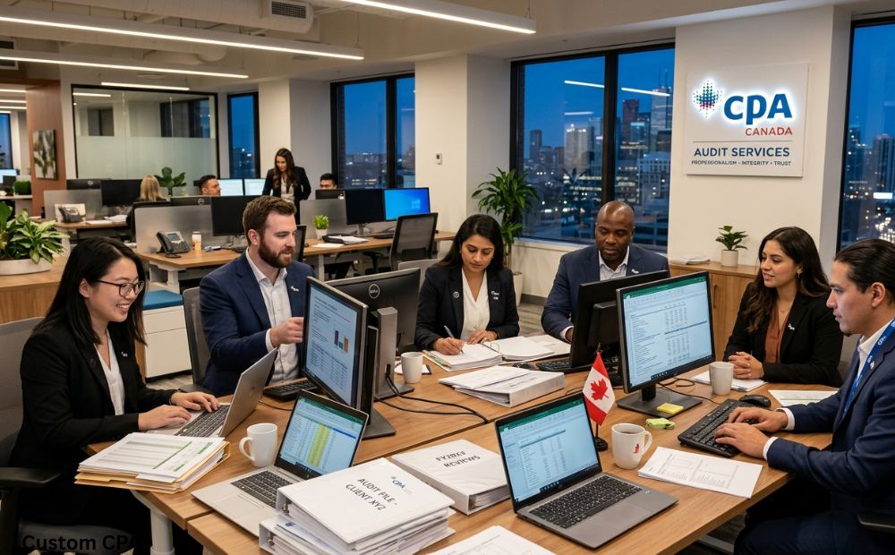 Custom CPA Canada, Audit Services team working in the office, Canada