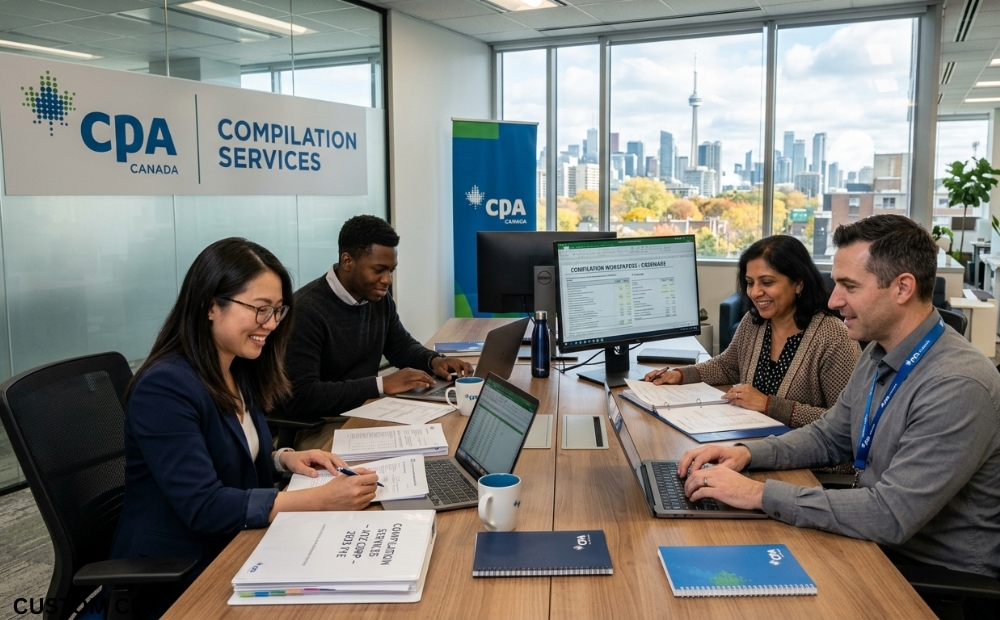 Custom CPA Canada, Compilation Services team working in the office, Canada