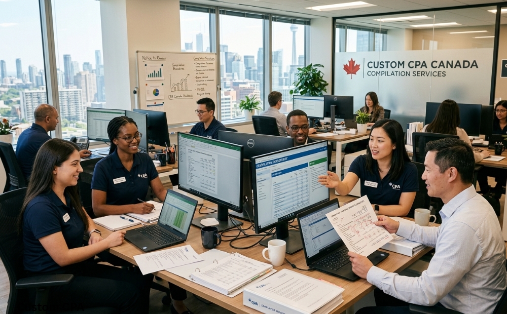 Custom Cpa Canada , Compilation Services team working in the office, Canada