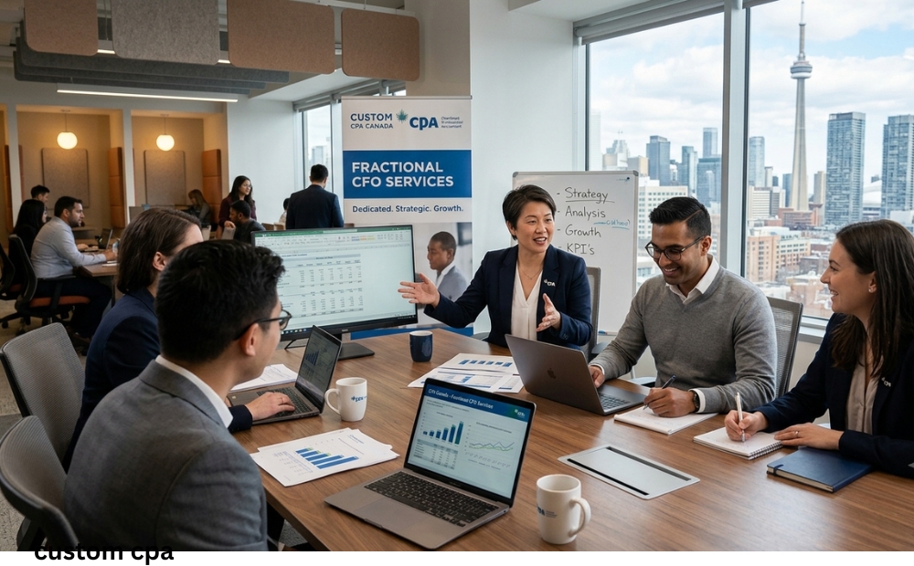 Custom CPA Canada, fractional cfo services team working in the office, Canada