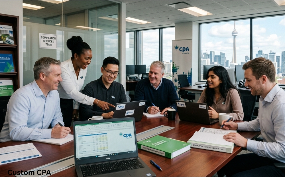 Custom CPA Canada, Compilation services team working in the office, Canada