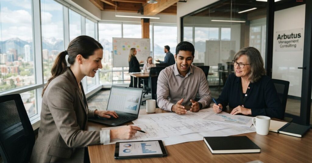 There is meeting in office related to Project Profitability Tracking for Canadian Engineering Firms